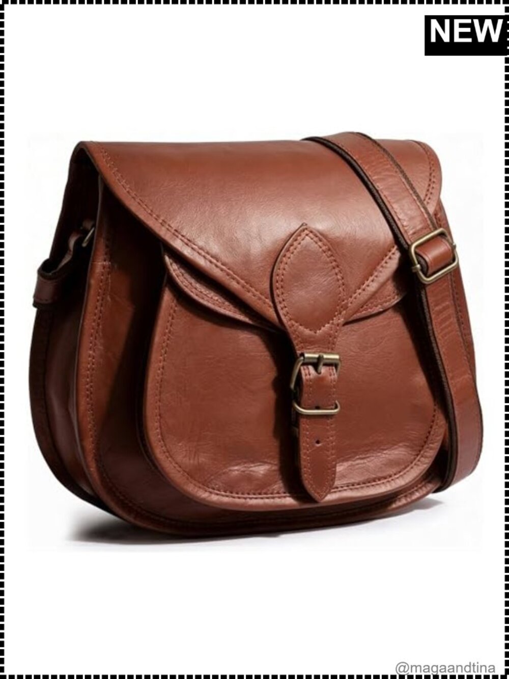 Leather Crossbody Bag Vintage Satchel Travel Saddle Purse